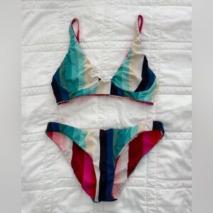 Billabong pink and blue reversible bikini set